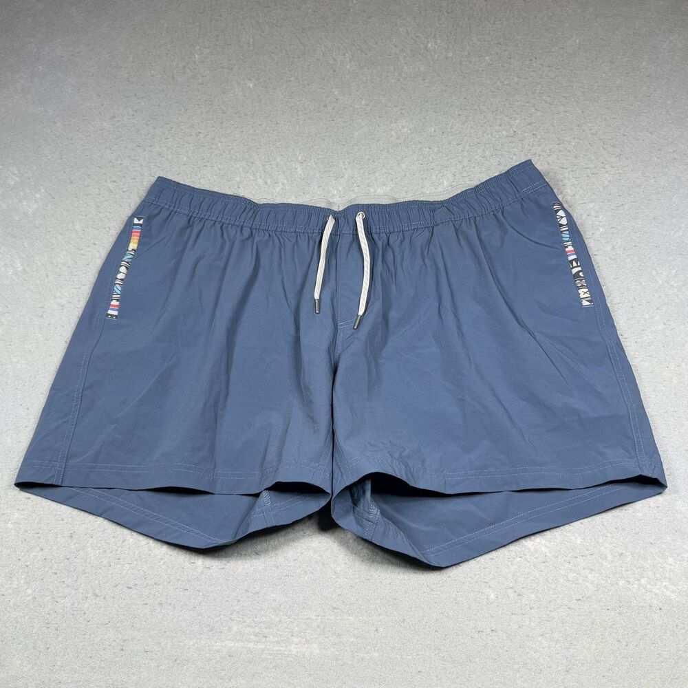 Wowie Shorts Mens 3XL Blue Tribal Aztec Trim Drawstring Poly Stretch Outdoor
